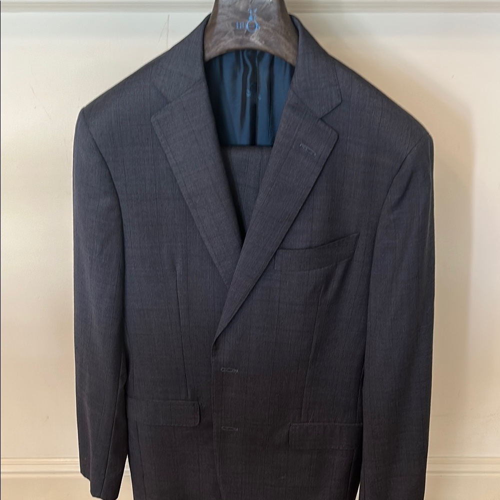 Blue Suit with Notch Lapel and Textured Finish